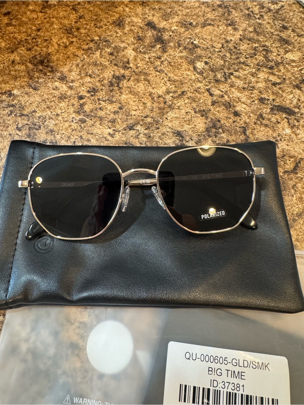 Quay Australia Big Time Polarized Sunglasses in gold frames